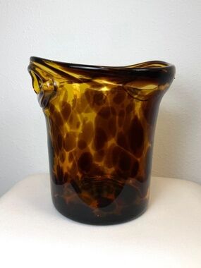 Christian Dior Empoli Mid Century Handblown Tortoise Shell Glass Ice Bucket